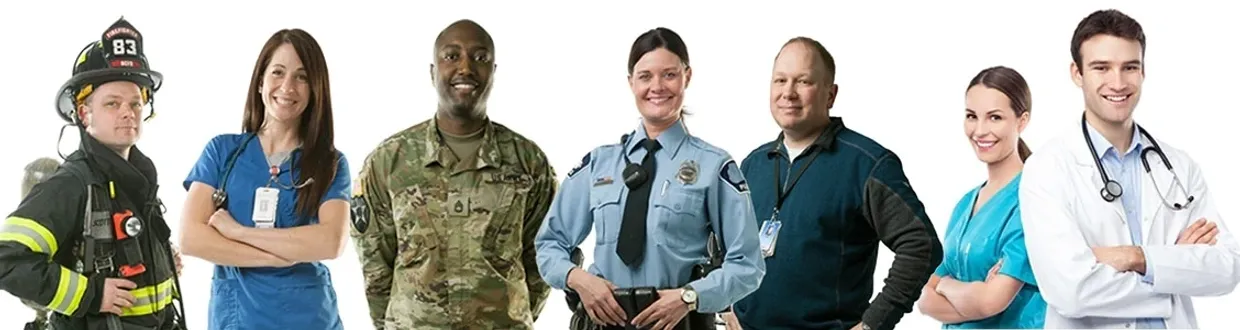 Group of professionals in uniform smiling.